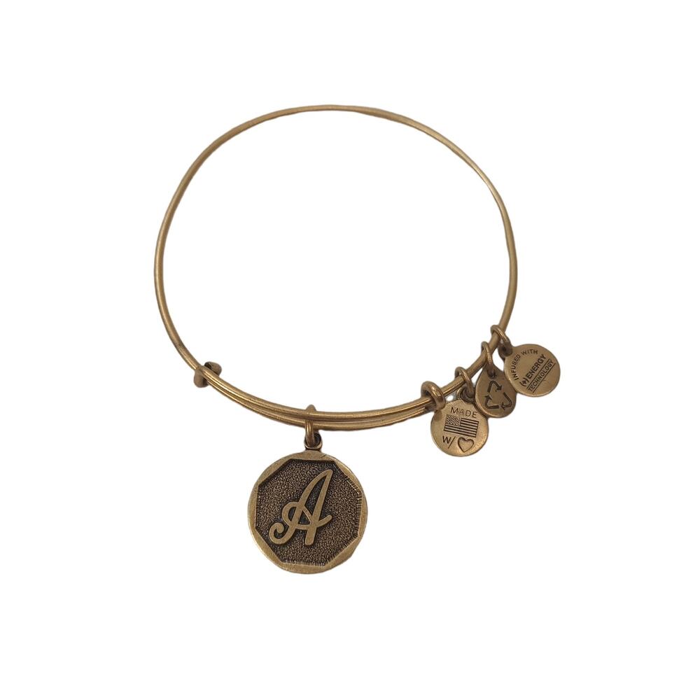 Alex and Ani Letter Initial A Charm Bangle Gold Bracelet